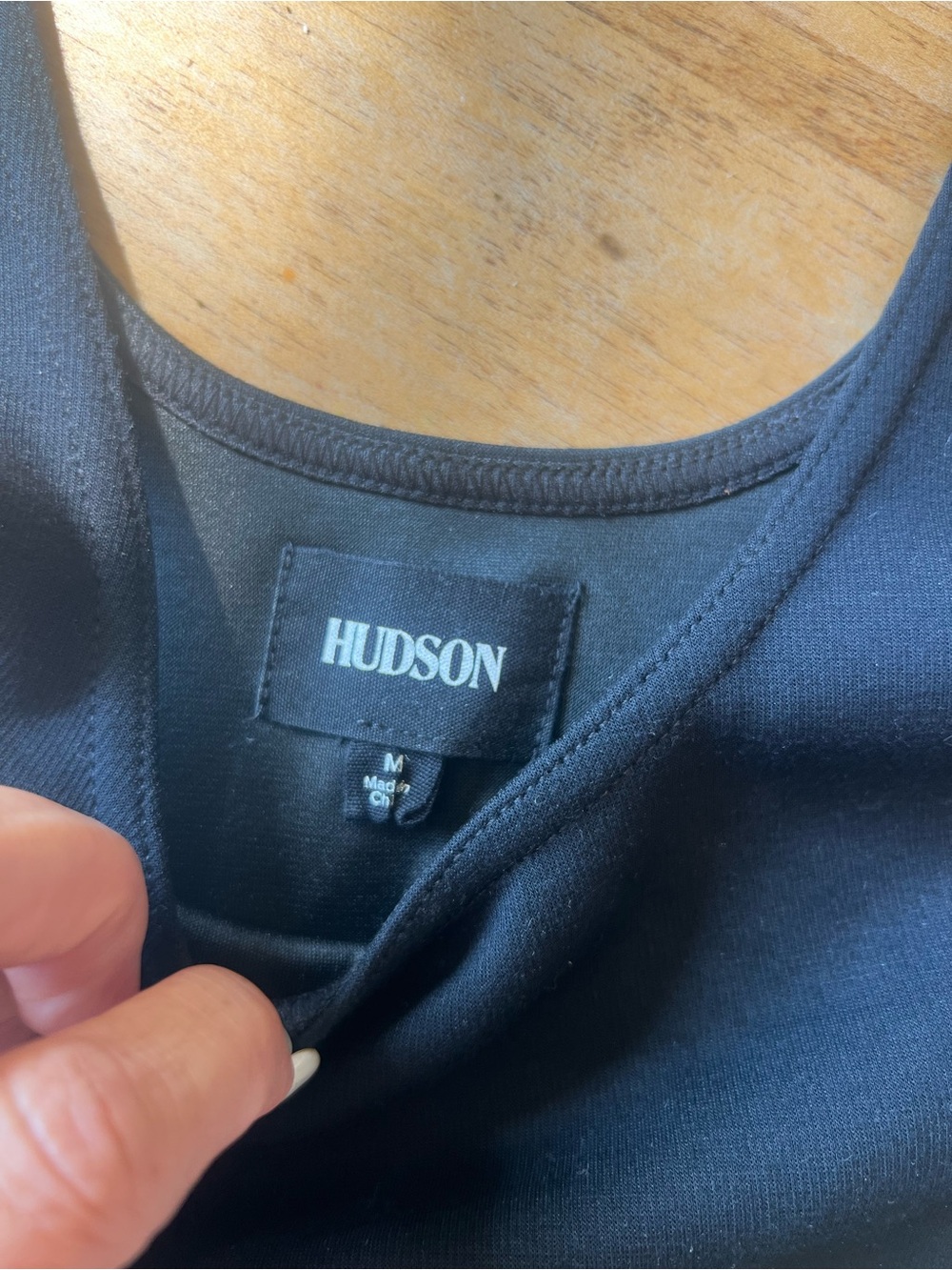 HUDSON medium size- square neck classic black tank top - thick material like new
